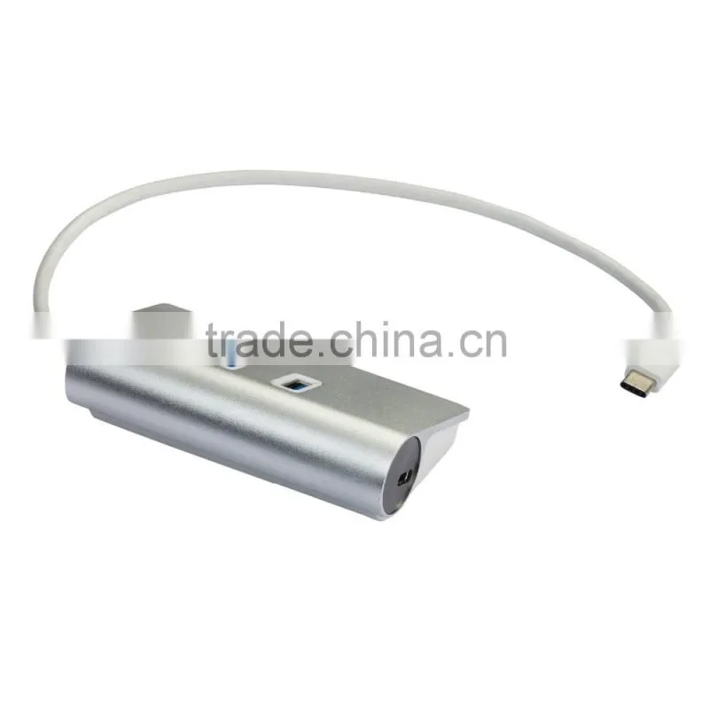 2015 New High speed type c 14V 2A power charging with 3 port usb 3.0 hub +1 usb type c hub support for fast data transmission