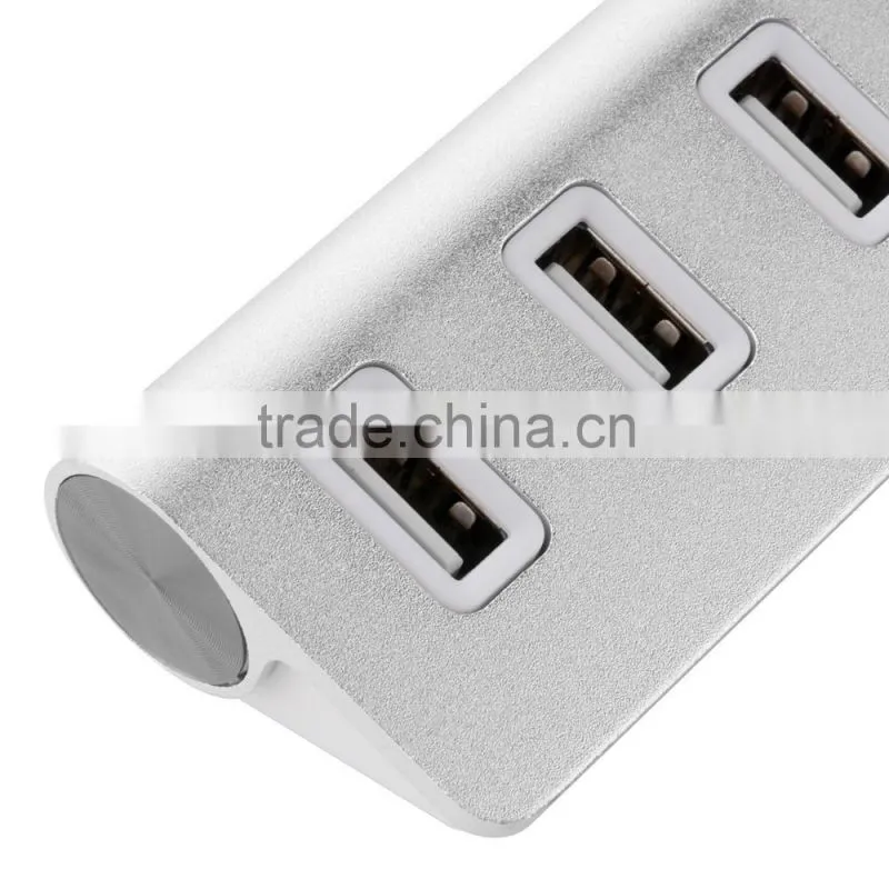 Multi 4 port Aluminum man usb 2.0 hub from China suppliers with Blue LED indicator lights