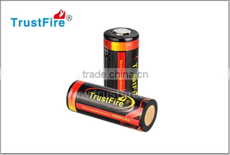 Trustfire original rechargeable 3.7V li ion button top 5000mah hgh capacity lithium battery