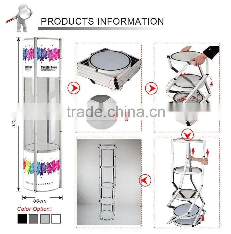 aluminum rotary twist tower display stand
