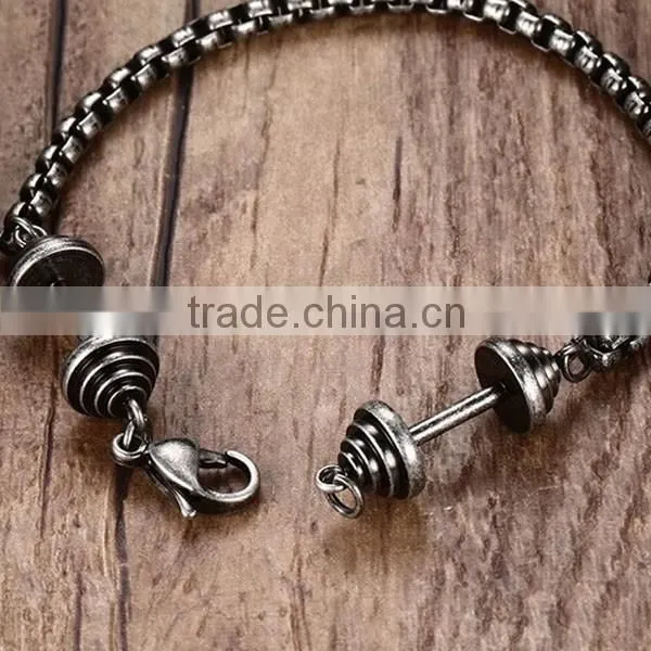 High Quality Vintage Dumbbell Stainless Steel Bracelet