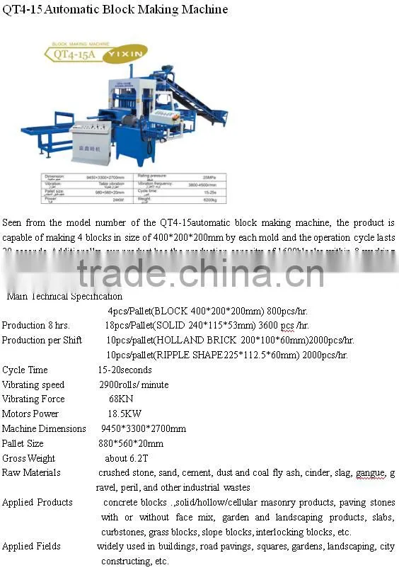 China Supplier Fully Automatic Block Making Machine Flyash Brick Making Machine