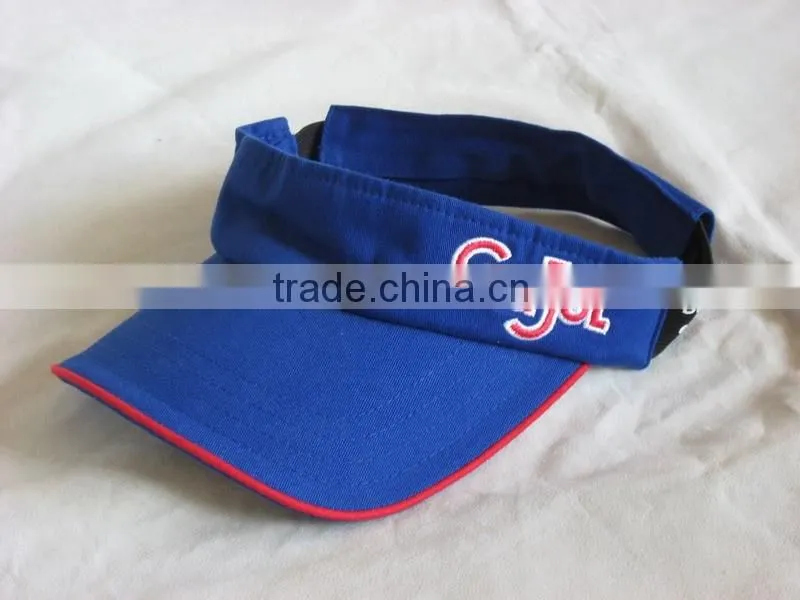 100% cotton fabric sun visor with embroidery