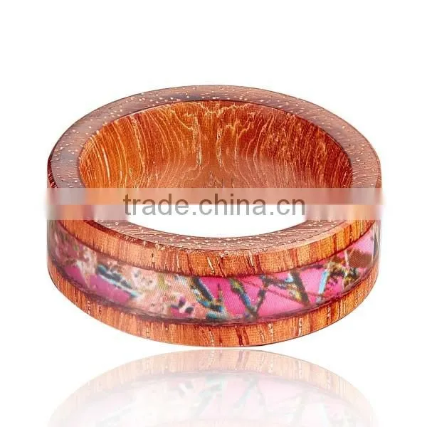 Natural Wooden Ring, Wooden Ring with Camouflage Inlay