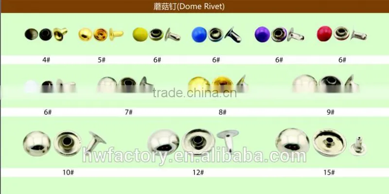 fashion custom metal round head rivet for belts