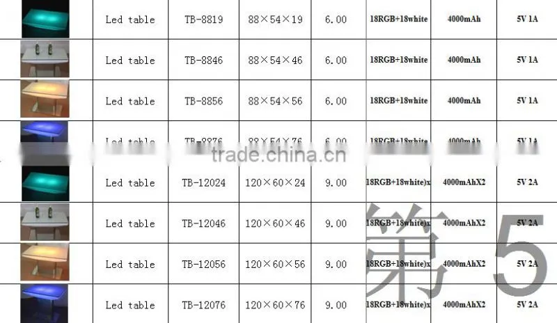 Modern coffee table Colourful Rechargeable Bar Table