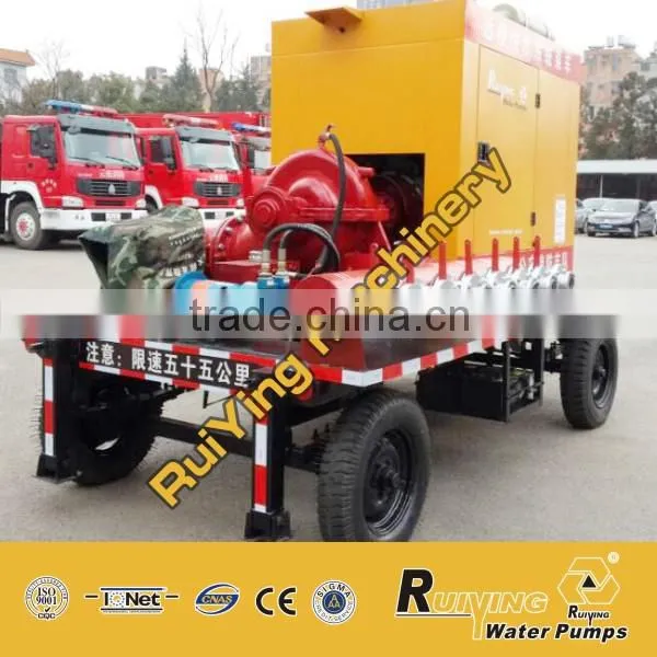 large irrigation pump driven by diesel engine with trailer