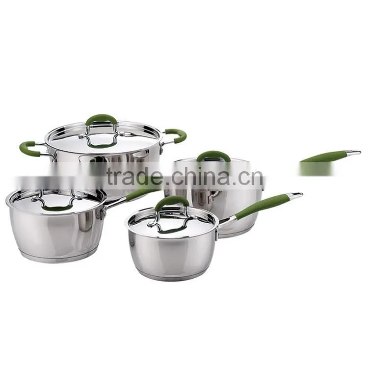 8pcs kitchen cooking pots set of stainless cookware with saucepan and casserole kitchen set