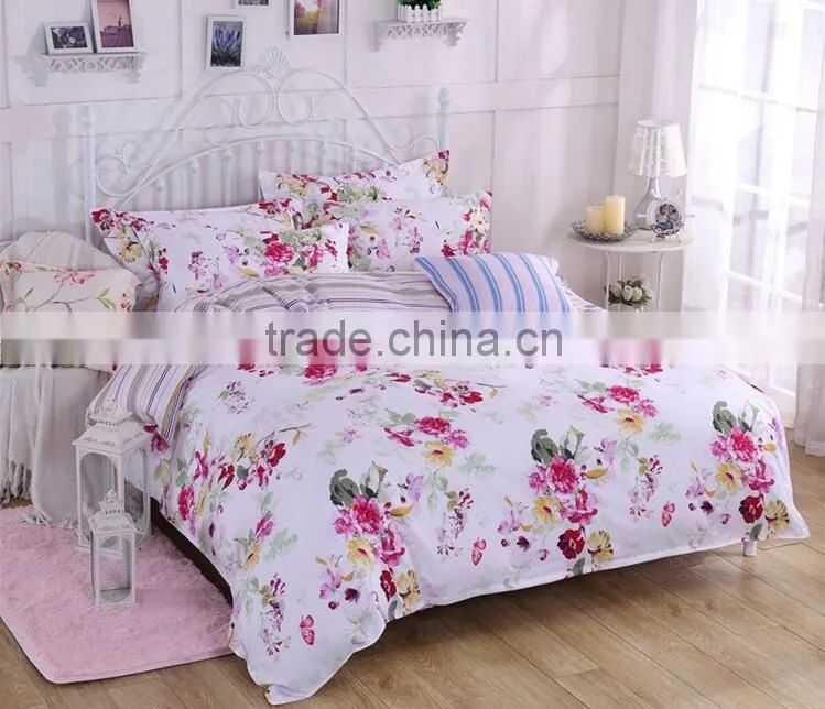 3D 100% polyester fabric printed textile fabric with big flowers soft brushed fabric for bedsheet