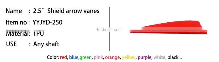 2.5inch shield arrow vane, fletching with different colors of arrow vanes
