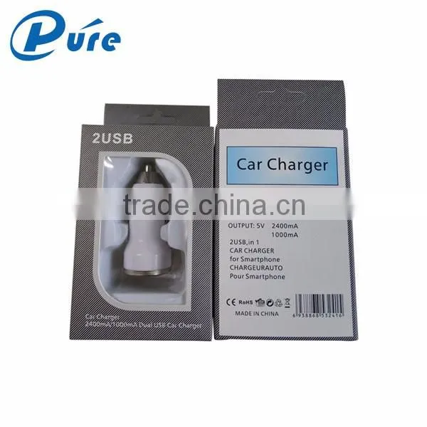 Newest product universal 2.1A 2 port usb car charger for cellphone portable usb charger