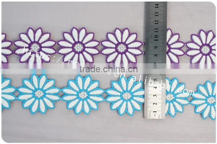 New arrival 5cm width polyester embroidery lace flower for dress