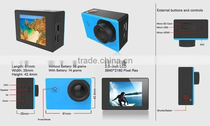 30m Waterproof Underwater Ultra HD 4K Wireless WiFi Camera Helmet Sports Action Camera