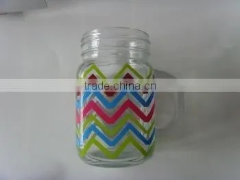 Colorful glass bottle with handle