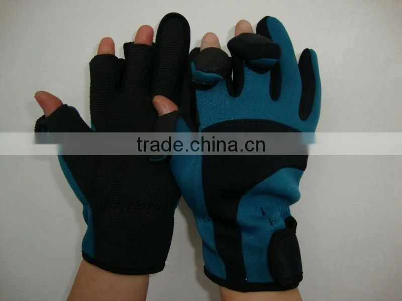 Neoprene foldback fingerless gloves/ slit finger fishing gloves