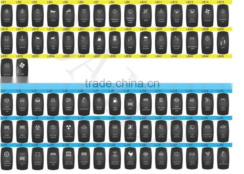 24V rocker switches with light limit 3 pin marine rocker switch