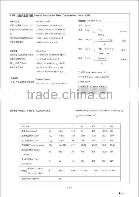 rexroth series axial piston motor rexroth hydraulic a2fe