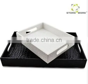 Catch-all Faux Leather Desk File Organizer Tray Set