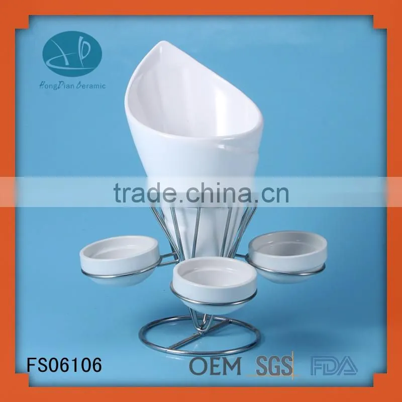 Hot selling ceramic chocolate fondue set,ceramic fondue with forks and candle
