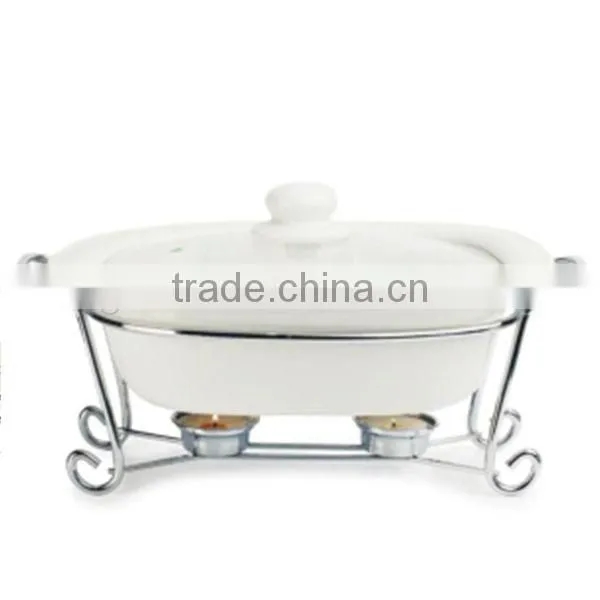 Ceramic cookware sets pan with cover and metal stand wholesale