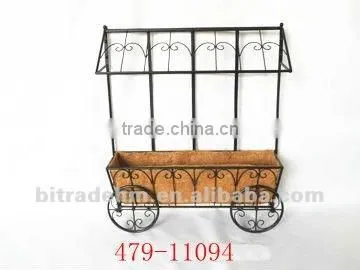 metal cart with coco plant holder