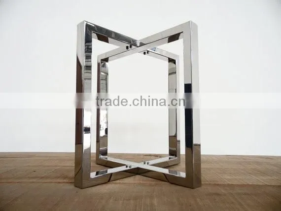 Stainless steel solid wood dining table metal leg wholesale factory