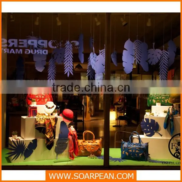 Hanging acrylic artificial leaves for store decoration