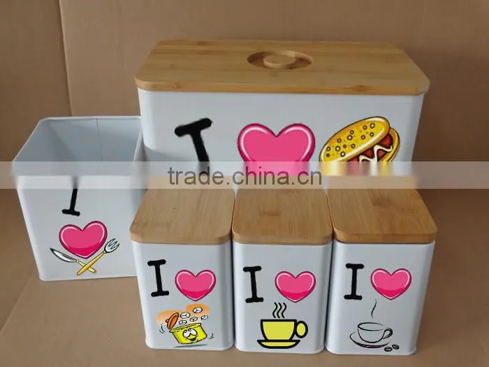 Set of 5 Tin Kitchen Canisters