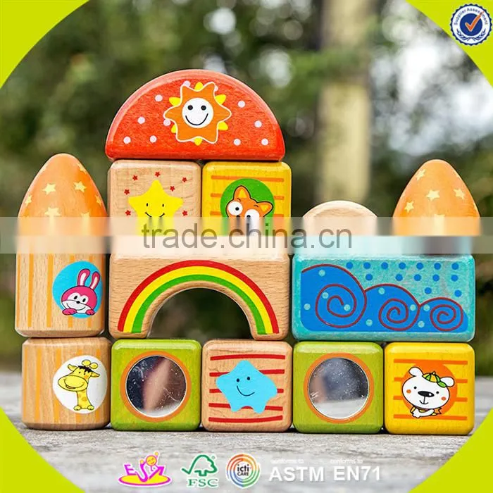 Wholesale colorful wooden blocks toy top quality building wooden blocks toy for kids W13A014