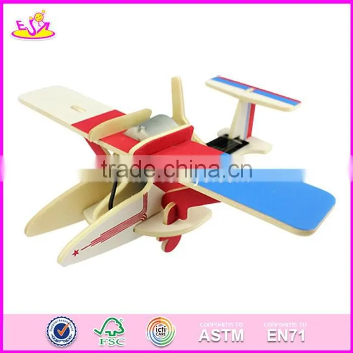 2017 New design diy assemble children wooden toy airplanes W03B065
