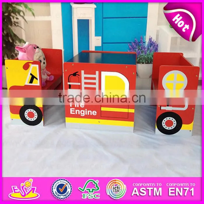 2015 Multifuction Kids Study Table With Chair,Funny children writing table chairs,Car design cute wooden table and chair WO8G143