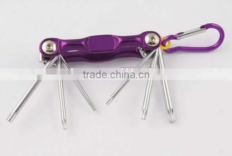 2014 new Stock pocket mini multi aluminium oxide promotion bike keychain tools 602-6