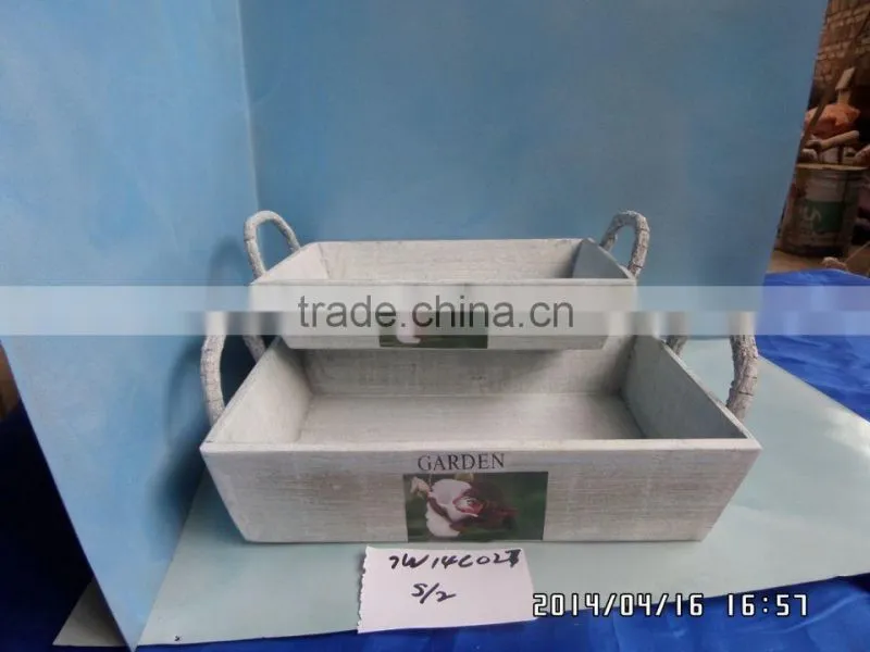 wooden flower pot planters with handle for garden home decoration