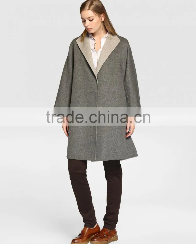 Latest Designs Gray Fur Coat Women Long Loose Winter Keep Warm Coat without Hooded Wholesale