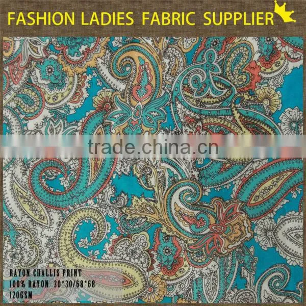 new fashion100% rayon print fabric 3D digital printing flower pattern fabric sloth dress shirt fabric