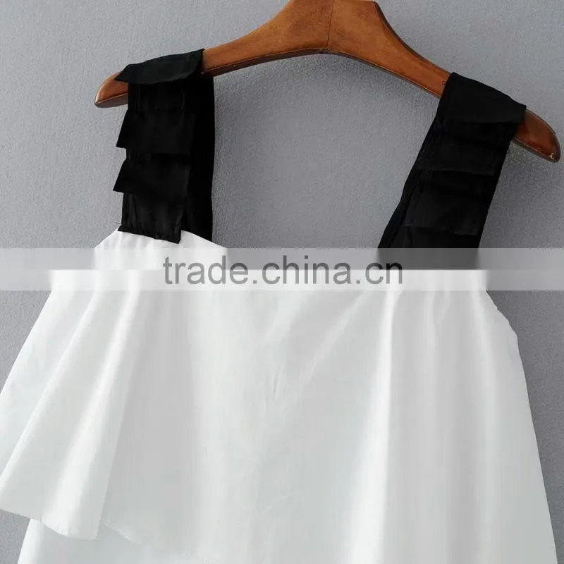 Women latest design wholesale contrast double layered tank top