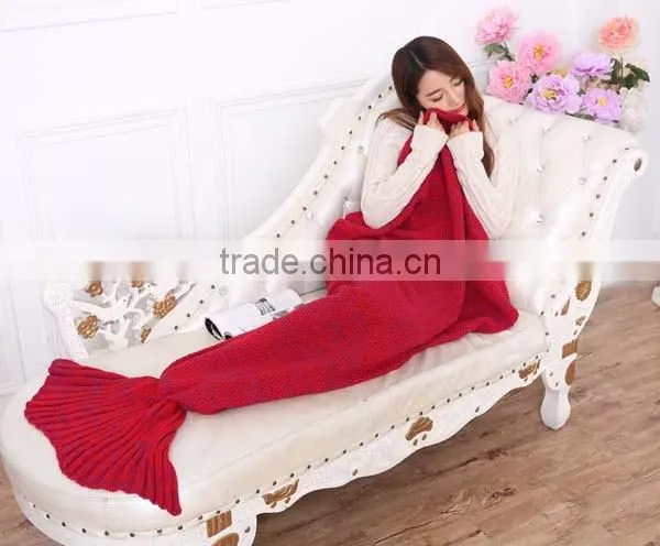 wholesale 2016 high quality winter Knitted Mermaid Tail Blanket