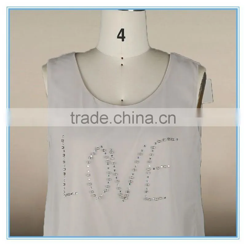2016 Newest Women Top Clothing Sleeveless Chiffon Bead For Saree Blouse