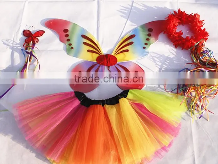 Halloween 4pcs Bithday fairy girls fancy princess dress up costume set