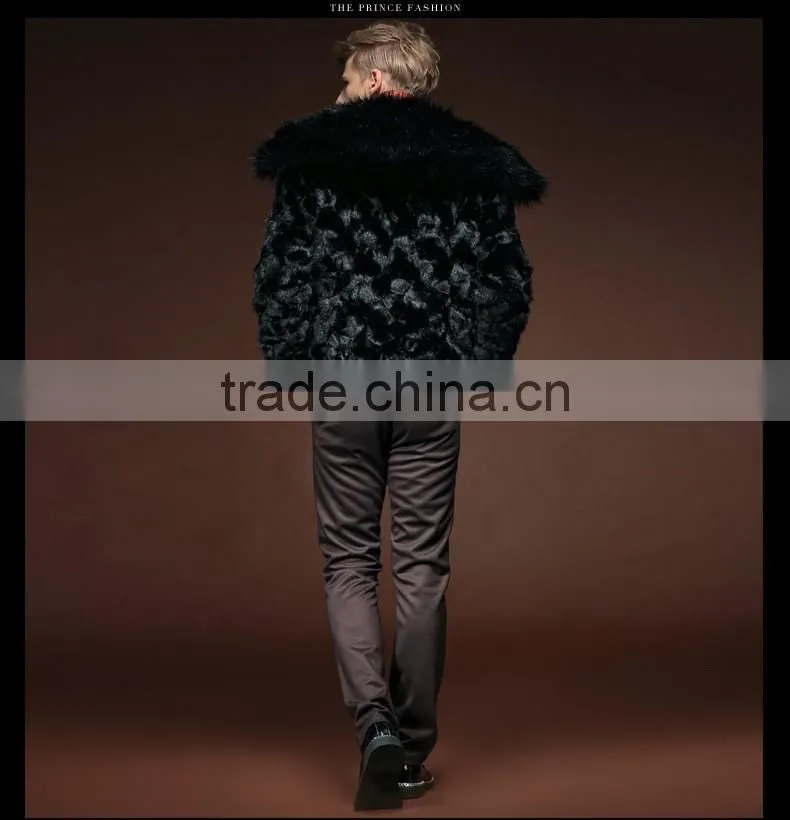 2015 hot sales type winter man Luxurious mink fur overcoat with fox fur collar man short turn-down collar jackets