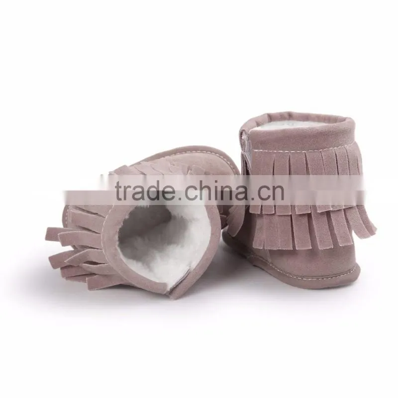 fringed suede fabric baby warm boots