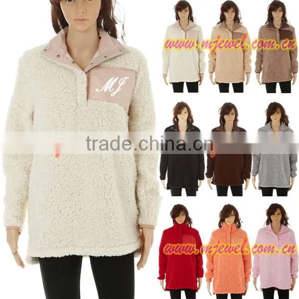 Wholesale monogram sherpa fleece woman pullover sweater