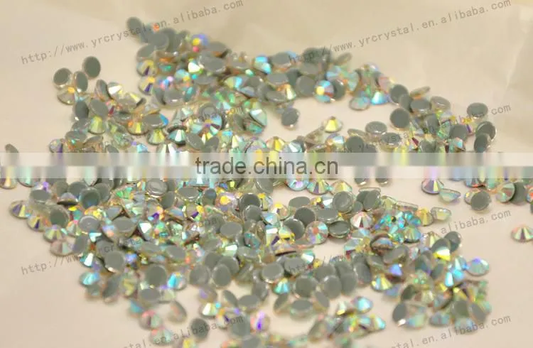 Round shape AB color with silver foiling flat back rhinestone hotfix