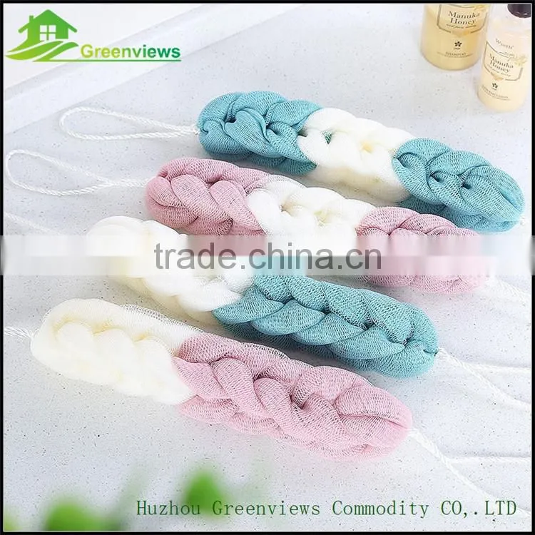 Wholesale Net Mesh bath sponge long shower puff body back scrubber sponge cleaning
