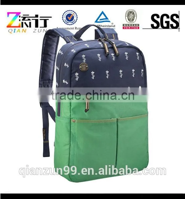 Khaki Brown Aztec Canvas and Leather Trim Computer Shoulder Backpack Bags