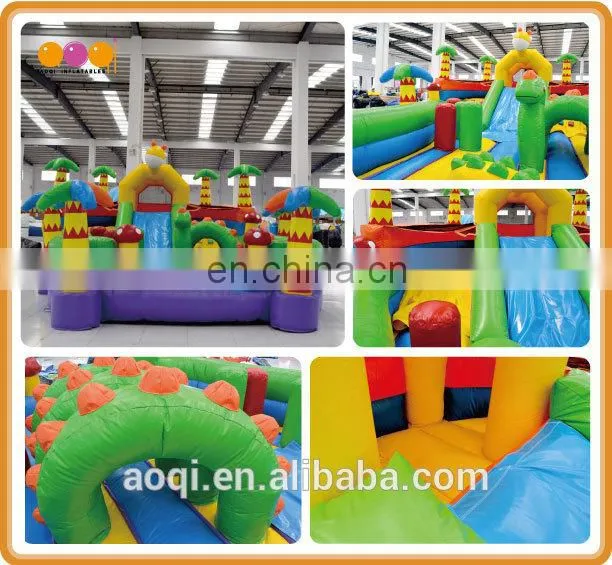 AOQI cartoon theme design giraffe fun city mini inflatable combo with slide kids inflatable toy inflatable fun city for sale