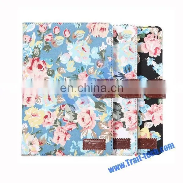 Flowers Pattern Cloth Skin Case for iPad, Wallet Style Case for iPad Mini 4,for iPad Mini 4 case