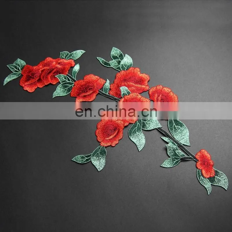 new arrival 3D red flower patch/applique sew on/iron on
