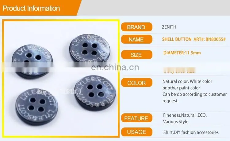 Laser Engraved MOP Shell Button for Shirt BN80055