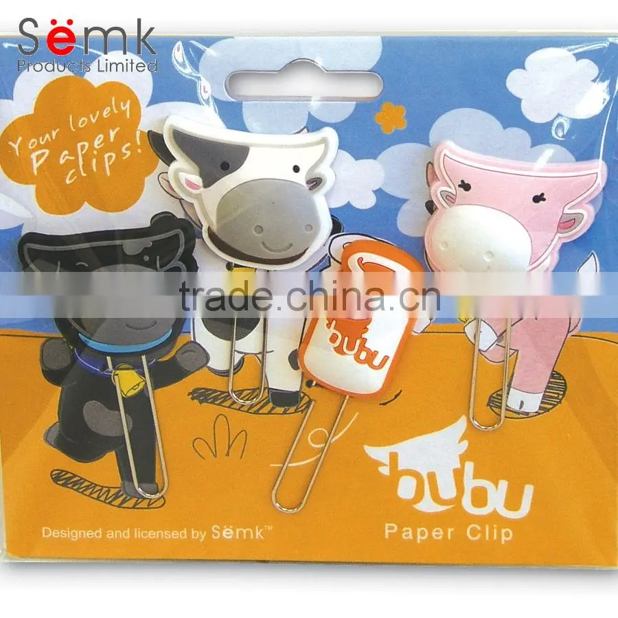 Novelty animal head shape stainless steel clear plastic custom paper clip